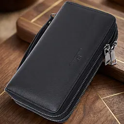 Чоловічий клатч на два відділення із натуральної шкіри ST Leather 22684 чорний - мініатюра 1