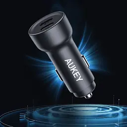 Автозарядне 2 порти USB-C Aukey 65 W 2C (CC-Y23) чорне - мініатюра 2