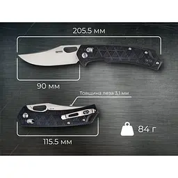 Ніж складаний туристичний SRM Retriever 9201-PB (9 см) 8Cr13MoV / FRN чорний - мініатюра 7