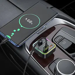 FM-трансмітер Hoco E81 Fantasy PD30W+QC3.0 car BT FM transmitter Чорний - мініатюра 3