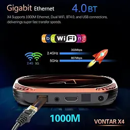 Vontar X4 4/64Gb Amlogic S905X4 Android 11.0, Смарт ТВ 8K HDR приставка Android SmartTV Box, медіа плеєр, YouTube та фільми без реклами, налаштування Android TV у подарунок - мініатюра 4