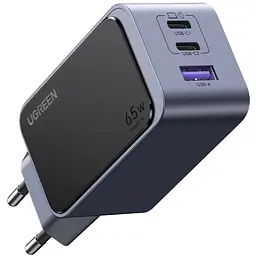 Зарядний пристрій 3xUSB 65W (2xUSB-C+USB-A) Gan Nexode Fast Charger Сірий X553 Ugreen - мініатюра 2