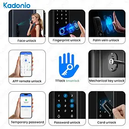 Дверний дзвінок з функцією розпізнавання облич LD SMART, біометричний сканер відбитків пальців, око / розумна камера / дверний замок - мініатюра 4