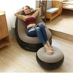 Крісло надувне Intex AirSofa велюрове з пуфиком для дому та саду - мініатюра 6