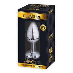 Анальна пробка Alive Mini Metal Butt Plug M 8 см (блакитний) - мініатюра 3