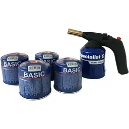 Комплект: пальник газовий Specialist+ з п'єзопідпалом + 4 газових балони Бутан по 190 г (68-002KIT)