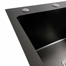 Кухонна мийка Platinum Handmade 78x50В L PVD чорна (товщина 3.0/1.0 мм), Чорний - мініатюра 4
