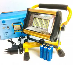 Прожектор 100W світлодіодний LED ліхтар акумуляторний 6х18650 W808 жовтий - мініатюра 4