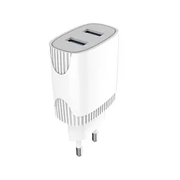 Мережевий зарядний пристрій Aspor A811 (2USB/2.4A)- білий