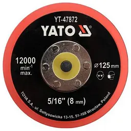 Диск кріпильний опорний злипучкою для полірування YATO Ø=125 мм (YT-47872) - мініатюра 2