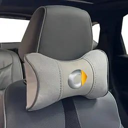 Подушка на підголівник з логотипом Smart Екошкіра 3D Кольоровий лого Сірі-Сірий кант 1 шт