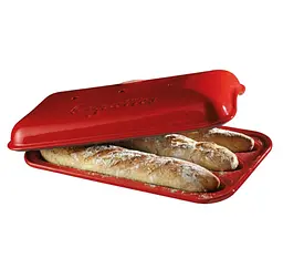Форма Emile Henry Specialized Cooking для випікання багета з кришкою 39х24 см червона (345506) - мініатюра 2