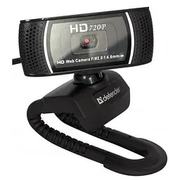 Веб-камера Defender G-Lens 2597, 2 Mp, 1280x720/30 fps, мікрофон, автофокус, кут огляду 60°, п'ятишарова скляна лінза чорна