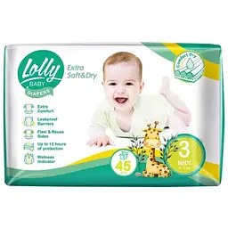 Підгузки Lolly Soft Midi 3 4-9 кг 45 шт (4820174981259)