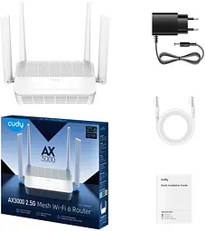 Роутер Cudy WR3000P AX3000 Wi-Fi 6 2.5G Mesh PoE Router (WR3000P) - мініатюра 3