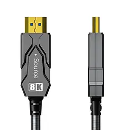 Кабель оптичний армований HDMI 2.1 50m Dtech DT-HF8050BK (74-00154) - мініатюра 6