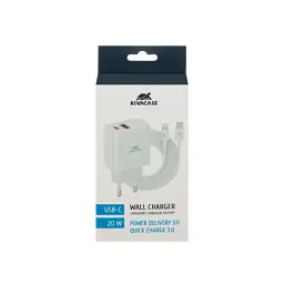 Зарядний пристрій RivaCase 2хUSB-А + Type-C PD 20W+QC3.0 кабель Type-C-Lighting white (PS4102 WD5 (White)) - мініатюра 3