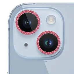 Захисне скло Metal Sparkles на камеру (у упак.) для Apple iPhone 15 (6.1) / 15 Plus (6.7) Червоний / Red