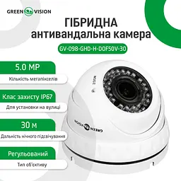 Гібридна антивандальна камера GV-098-GHD-H-DOF50V-30 - мініатюра 2
