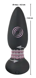 Анальна пробка Black Velvets Rotating Vibrating Plug 14 см (чорний) - мініатюра 10