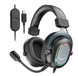 Игровые наушники с микрофоном Fifine H-6B RGB USB 7.1 Black