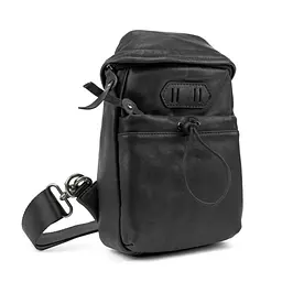 Маленька сумочка-слінг чоловіча шкіряна TDING BAG 2072A чорна - мініатюра 3