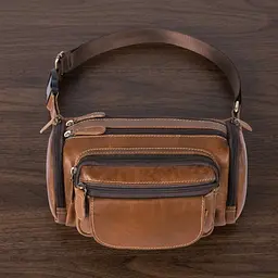 Сумка на пояс об'ємна 14695 Vintage коричнева - мініатюра 1