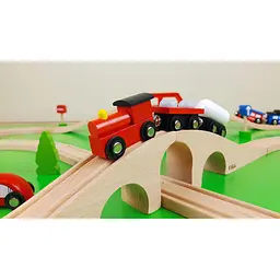 Іграшкова залізниця Viga Toys дерев'яна 49 елементів (56304) - мініатюра 4