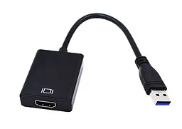 Перехідник USB 3.0 Type-A HDMI AF кабель 20 см чорний - мініатюра 2