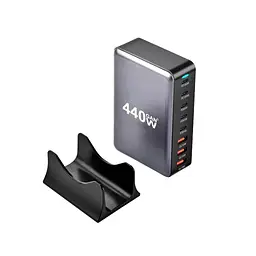 Зарядний пристрій XoKo 2xUSB-С PD100W + 3xUSB-С PD65W + 3xUSB QC18W 440W GaN (QC-400) - мініатюра 3