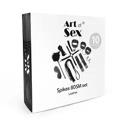 Набір Art of Sex - Spikes BDSM Set Leather, 10 предметів, натуральна шкіра, Чорний - мініатюра 5