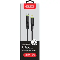 Дата кабель USB-C to Lightning 1.2m CBFLEXTL1 18W black Intaleo (1283126542459) - мініатюра 2