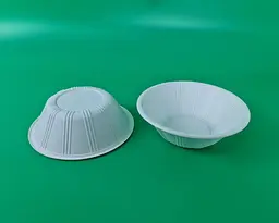 Миска біорозкладна V1000, 1000 мл, 100 шт, форма кругла, колір білий, кукурудзяний крохмаль для їжі, салатів і доставки - мініатюра 2