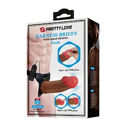 Страпон Pretty Love Harness Briefs Micheal 17.5 см коричневий