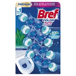 Туалетний блок для унітазу Bref Color Auto Active Евкаліпт Квадропак 200 г (4 шт. х 50 г) (879849)