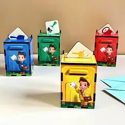 Дерев'яна настільна гра "Веселий листоноша" сортер-комодик Ubumblebees 7,5х24,5х12 см det0009959 - мініатюра 9