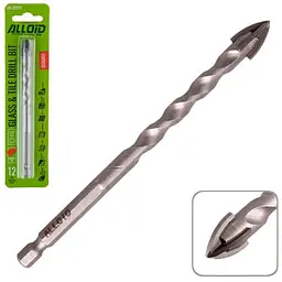Свердло по склу та кераміці QUADRO 12мм, хвостовик HEX 1/4" Alloid, L= 120mm