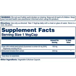 Екстракт виноградних кісточок Solaray Grape Seed Extract 100 мг 60 вегетаріанських капсул (2023-10-3021) - мініатюра 2