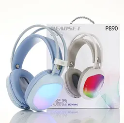 Бездротова ігрова гарнітура P890 RGB Bluetooth навушники з мікрофоном 40 мм драйвера 18 годин роботи блакитний - мініатюра 2