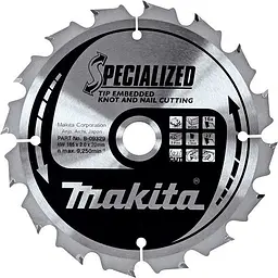 Диск пиляльний по дереву 165х20 мм 16T Makita Makblade Plus qulet cutting B-09329