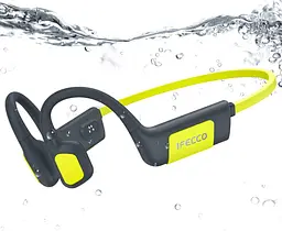 Бездротові кісткові навушники для плавання та бігу IFECCO X67 з Bluetooth 6.0, 32 ГБ пам'яті, MP3-плеєром, активним шумоподавленням та IP68 Чорно-жовтий