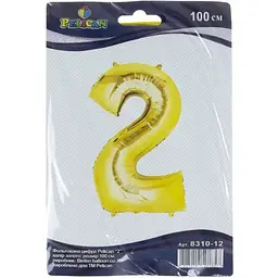Кулька повітряна фольгована Цифра-2 100 см золото 831012 Pelican