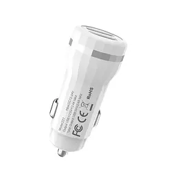 Автомобільний зарядний пристрій Hoco Z27 2 USB White + USB Cable XiaomicroUSB - мініатюра 3