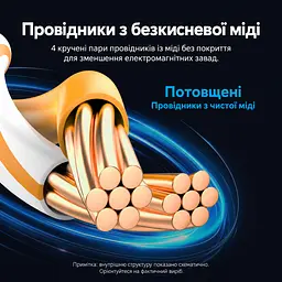 Плоский мережевий кабель Ethernet Vention 15 м патч-корд RJ45 штекер на RJ45 штекер Cat.7 до 10 Гбіт/с 600 МГц з екрануванням алюмінієвою фольгою провідники з безкисневої міді переріз 2,7 × 8 мм чорний (ICGBN) - мініатюра 10
