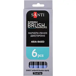 Маркер акварельний Santi Brush Marker SWB-12 фіалковий двосторонній 6 шт. (391068) - мініатюра 4