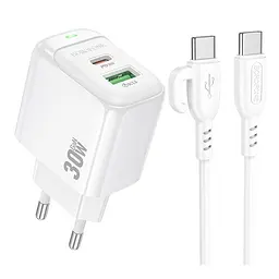 Зарядний пристрій Borofone BAS45A 30W/1USB + 1USB-C + Type-C White - мініатюра 2