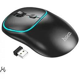 Миша Hoco DI47 Cool світло-флуоресцентна акумуляторна миша 2.4G / BT чорна