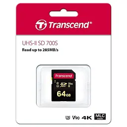 Карта пам'яті Transcend SDXC 64GB C10 UHS-II U3 R285/W180MB/s 4K (TS64GSDC700S) - мініатюра 2