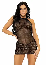 Сітчаста міні-сукня зі стразами Leg Avenue Rhinestone Halter Mini Dress, чорна