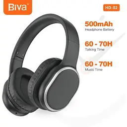 Навушники Biva HD-02 Bluetooth Headphones Black - мініатюра 3